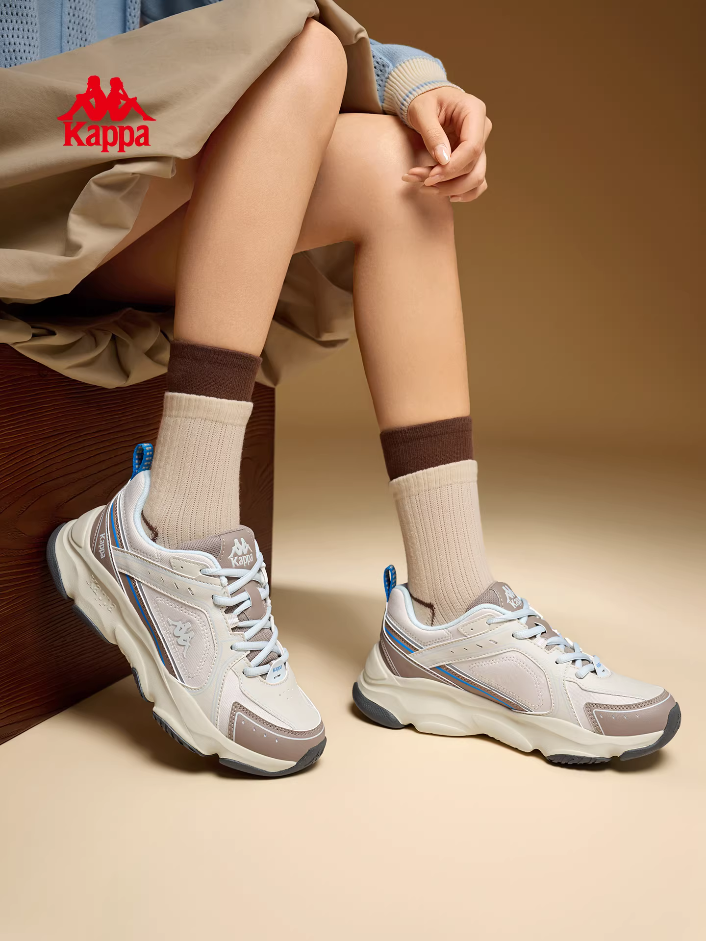 Giày Kappa Proton One dành cho nữ mùa đông 2025, kiểu dáng mới, đế dày, tăng chiều cao, giày thể thao nhẹ, phong cách thường ngày