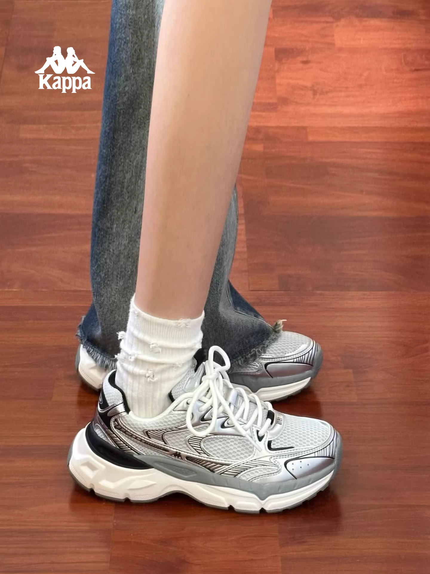Giày thể thao đế dày Kappa Hydrogen Rail dành cho nữ, mùa đông 2025, kiểu retro, thoáng khí, tăng chiều cao, phong cách thường ngày