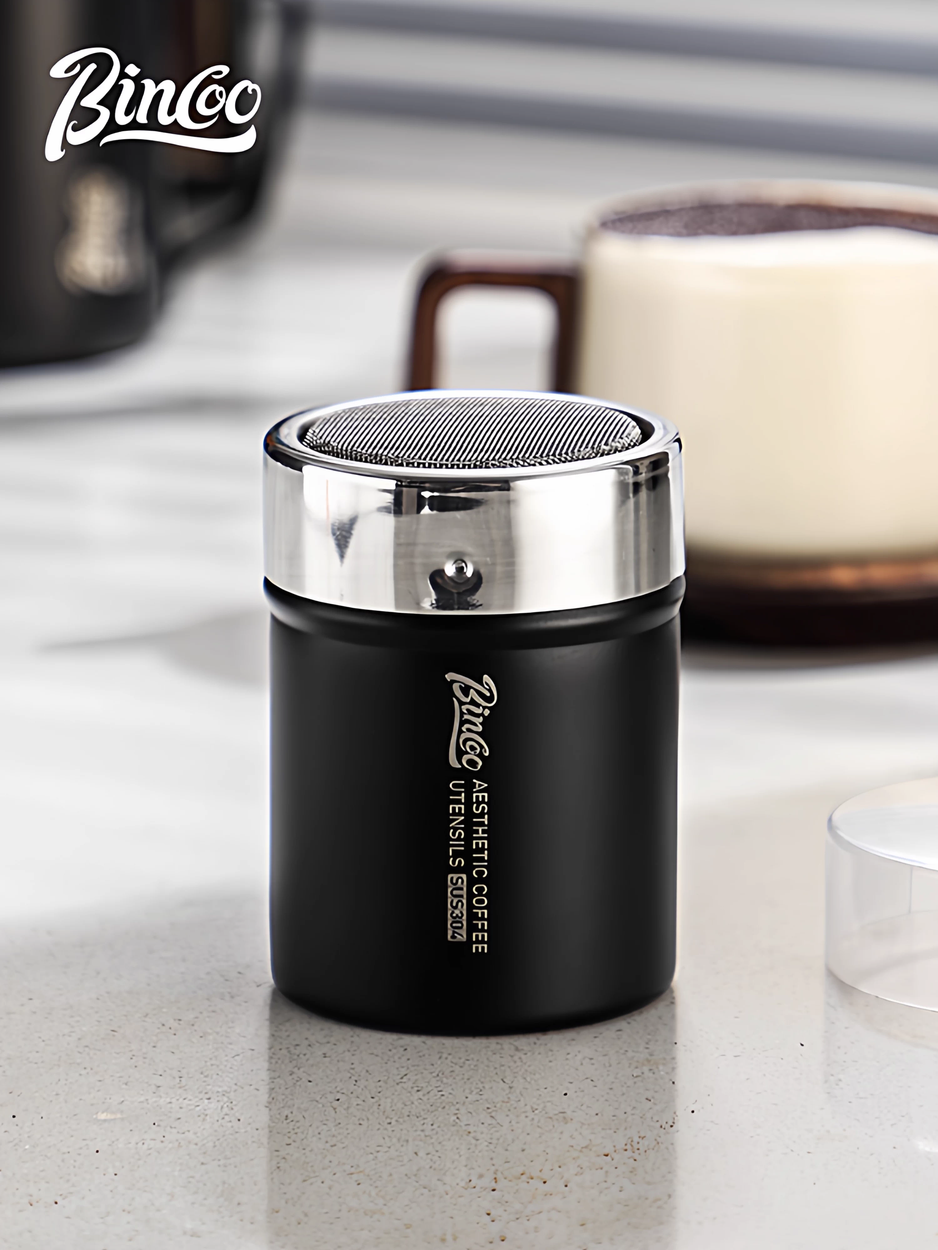 Bộ dụng cụ pha chế Bincoo dành cho bột cà phê, matcha, bột ca cao, dụng cụ rây đường, dụng cụ rắc bột 304, khuôn tạo hình latte art