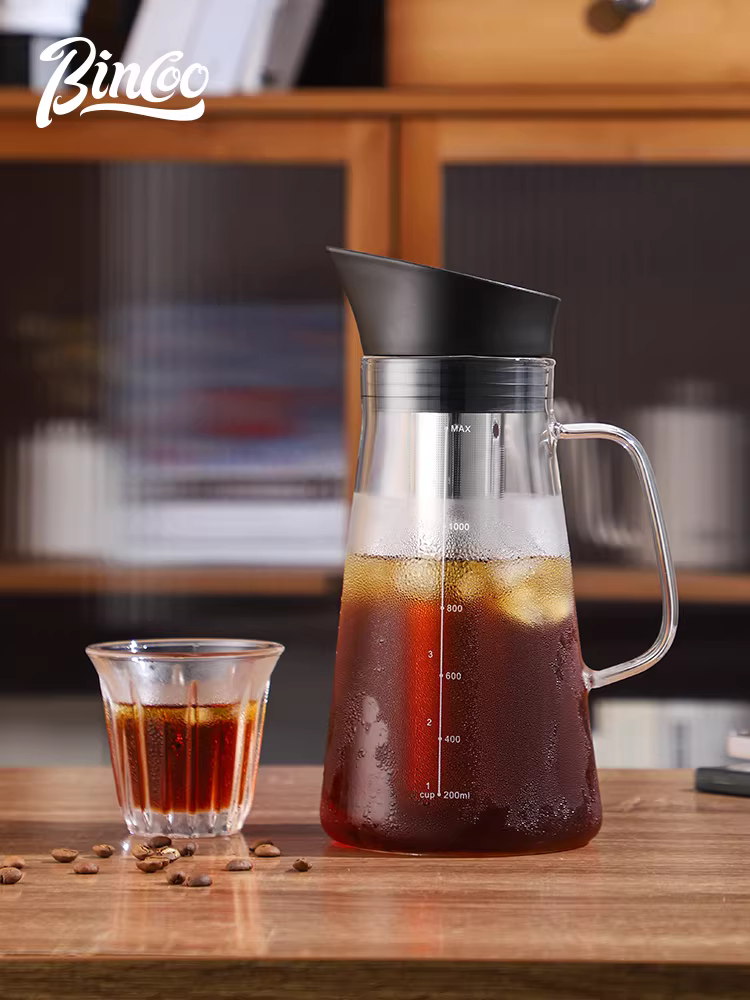 Bình pha cà phê lạnh Bincoo, bình thủy tinh gia dụng, dung tích lớn, có lưới lọc, bình pha trà lạnh, ấm pha trà lạnh, bình lọc trà lạnh