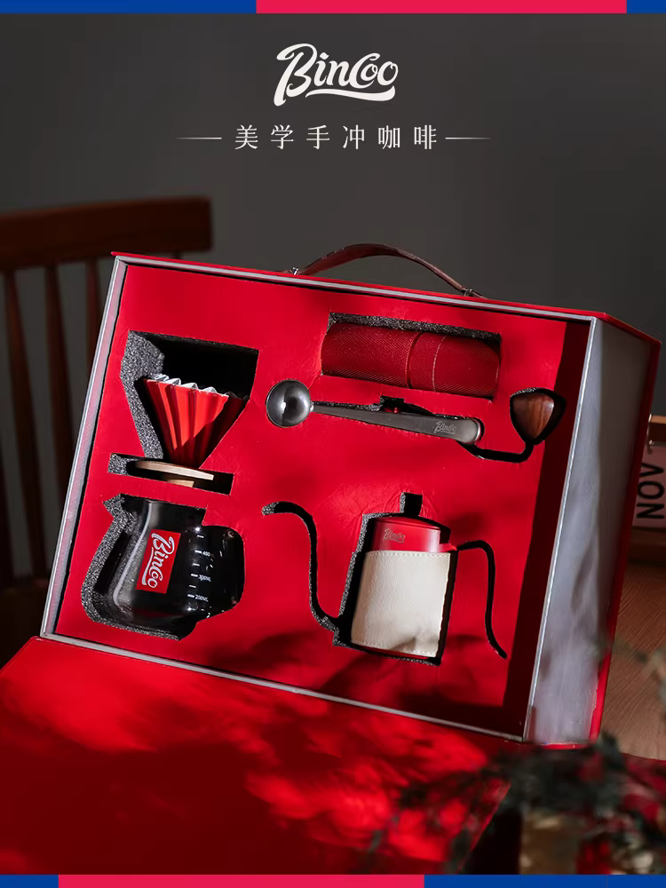 Bộ pha cà phê Bincoo kiểu Pour-over, bộ lọc giấy origami, cốc lọc cà phê gốm V60, cốc lọc hình bánh, đế gỗ