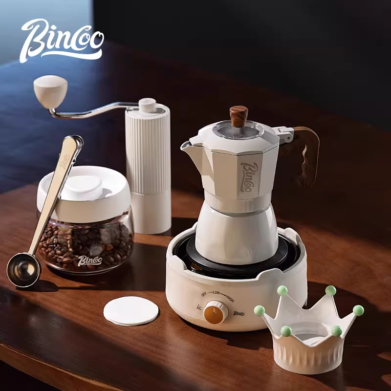 Bộ dụng cụ pha cà phê moka pot hai van Bincoo, bộ dụng cụ pha cà phê espresso nhỏ gia dụng