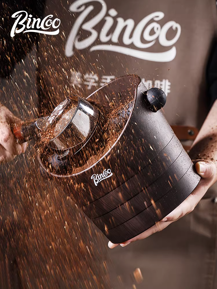 Hộp đựng bã cà phê Bincoo vân gỗ lớn dùng cho gia đình, dụng cụ chứa chất thải kiểu Ý, hộp đựng bã cà phê, dụng cụ nén cà phê.