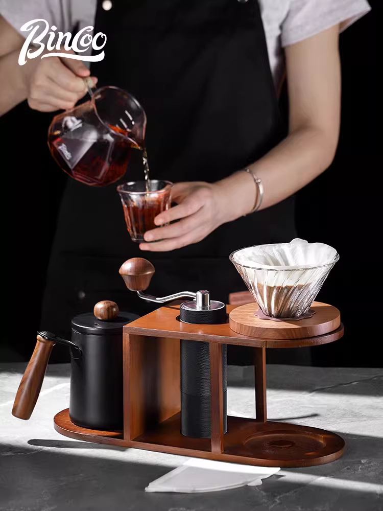 Bộ ấm pha cà phê thủ công Bincoo, máy pha cà phê xay tay, bộ pha cà phê hoàn chỉnh bằng tay, giá để ấm pha cà phê thủ công