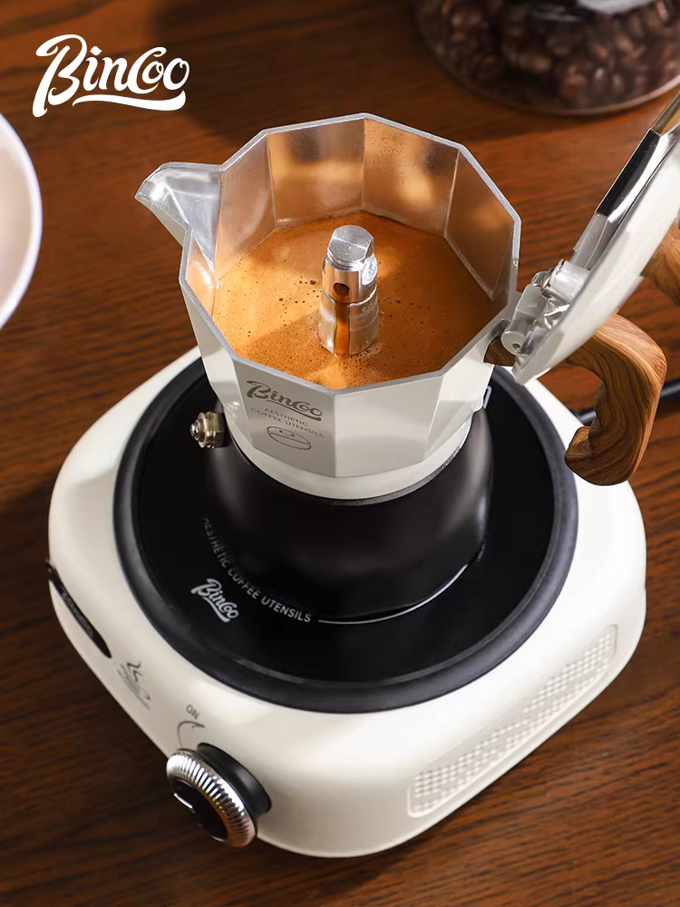Bộ máy pha cà phê espresso Bincoo sử dụng bếp điện gốm, van kép, dành cho gia đình, máy pha cà phê espresso nhỏ gọn