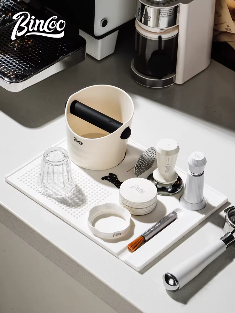 Bộ dụng cụ pha cà phê đa năng Bincoo: đế nén cà phê, búa nén, dụng cụ phân phối bột, hộp đựng bã cà phê, đế để đồ 51mm58
