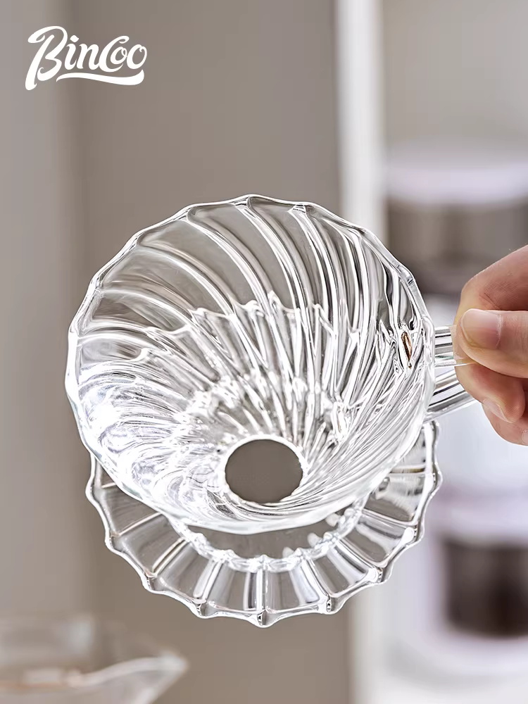 Bộ pha cà phê thủ công bằng kính chịu nhiệt cao Bincoo v60, kèm phễu lọc giấy, ấm pha cà phê nhỏ giọt
