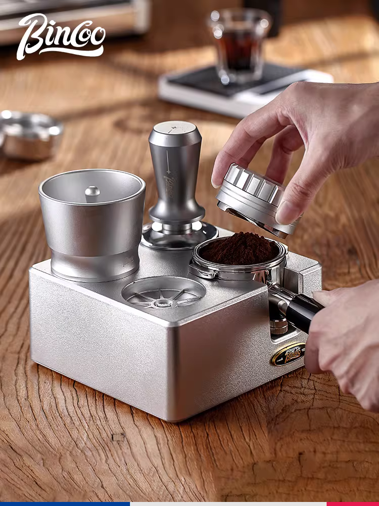 Bộ dụng cụ pha cà phê Bincoo gồm đế tamper, máy pha cà phê, dụng cụ phân phối 51/58mm, bộ dụng cụ cà phê ba món