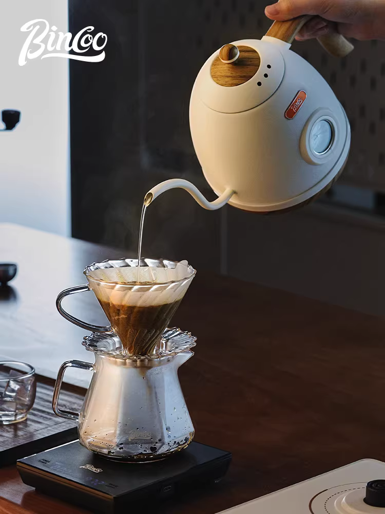 Bộ pha cà phê thủ công bằng kính chịu nhiệt cao Bincoo v60, kèm phễu lọc giấy, ấm pha cà phê nhỏ giọt