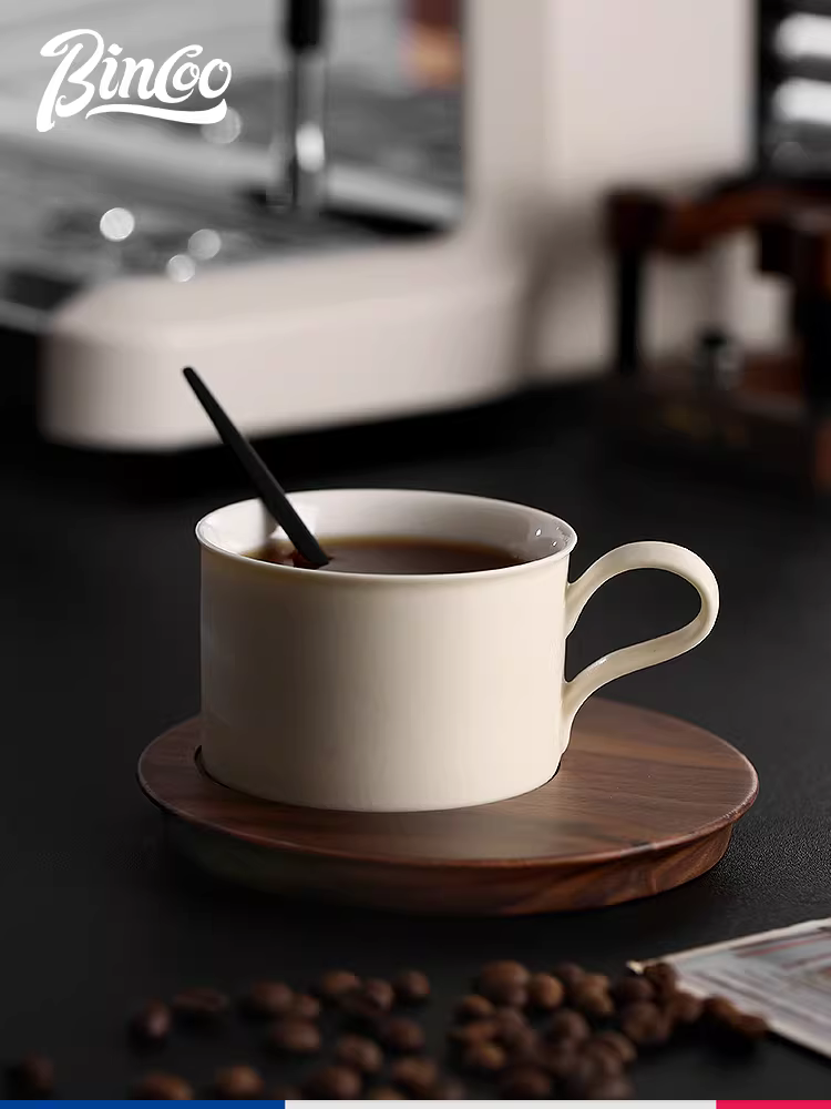 Bộ tách trà cà phê gốm sứ Bincoo, kèm thìa, thiết kế thẩm mỹ cao, kiểu dáng độc đáo, phong cách Nhật Bản