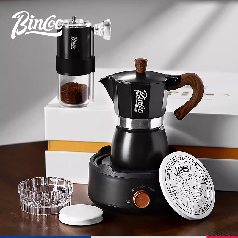 Bộ quà tặng ấm pha cà phê Bincoo Moka, thiết bị pha cà phê gia dụng, bộ ấm pha cà phê thủ công nhỏ gọn, quà tặng sinh nhật