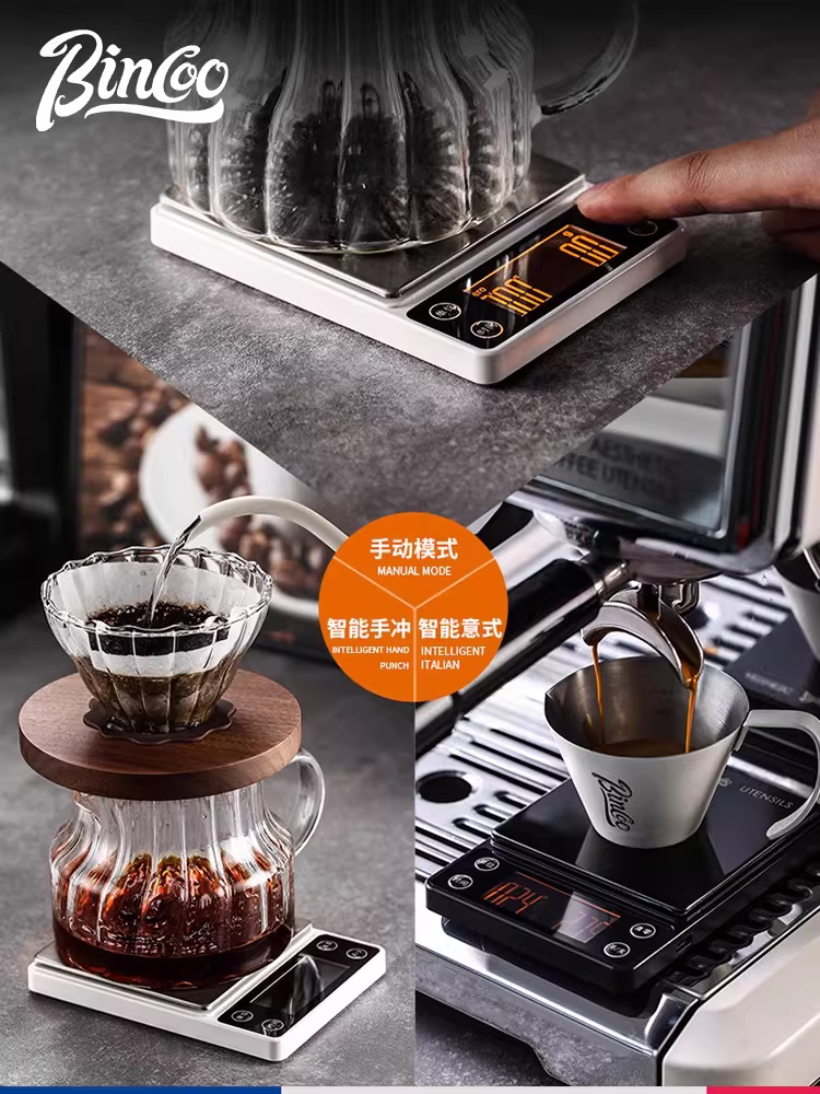 Cân điện tử pha cà phê thủ công Bincoo, đặc biệt để hẹn giờ, cân cà phê mini cầm tay thông minh có thể sạc lại, phong cách Ý