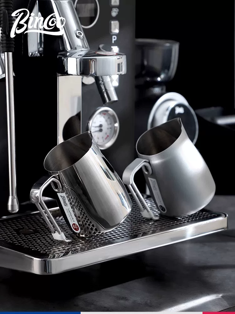 Bình tạo bọt sữa nghệ thuật latte nhạy cảm với nhiệt độ Bincoo, bình tạo bọt sữa có hiển thị nhiệt độ, bình sữa có vòi nhọn, cốc nghệ thuật latte espresso, bình tạo bọt chuyên nghiệp