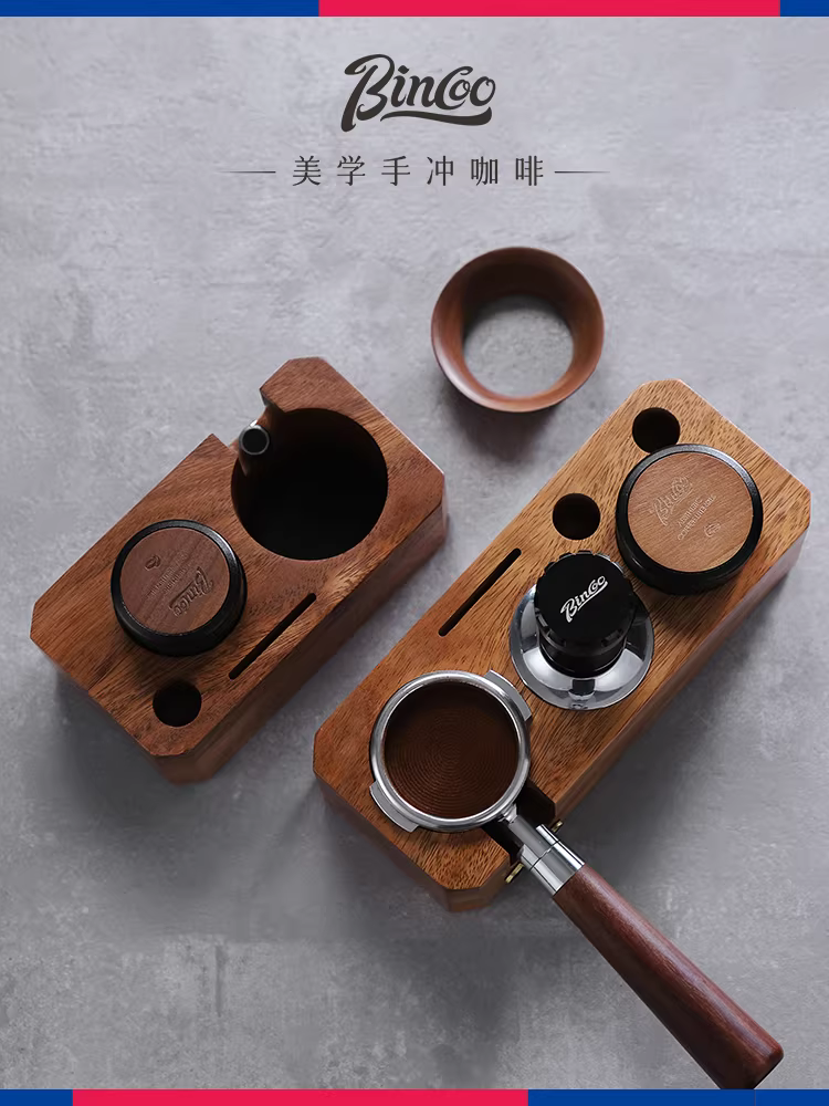 Bộ dụng cụ nén cà phê và phân phối cà phê Bincoo bằng gỗ óc chó, tay cầm kiểu Ý, dụng cụ đa năng cho cỡ 51/58mm
