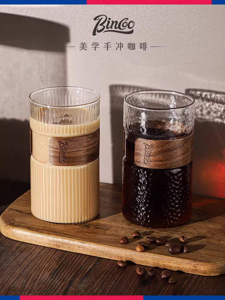 Ly cà phê thủy tinh Bincoo kiểu Nhật, giấy lọc nhỏ giọt chuyên dụng, bình chia sẻ, ly nước sọc dọc kiểu Mỹ dùng cho latte, dùng trong gia đình