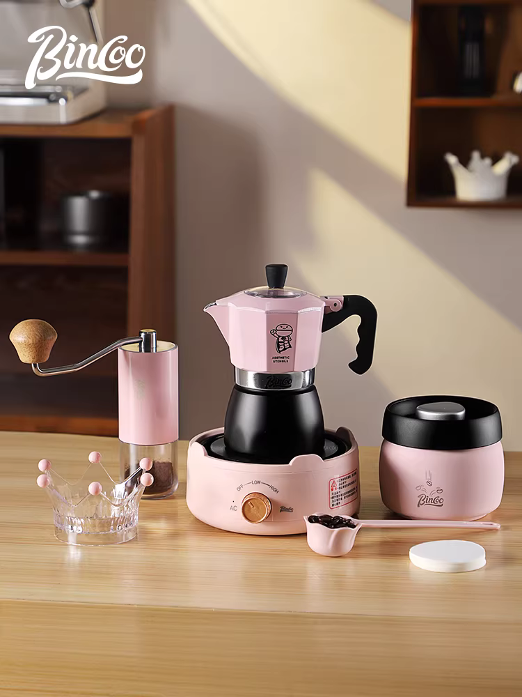 Bộ pha cà phê Moka Bincoo, bếp điện gốm sứ gia dụng, bộ dụng cụ pha cà phê Espresso, hộp quà tặng lý tưởng để làm quà tặng