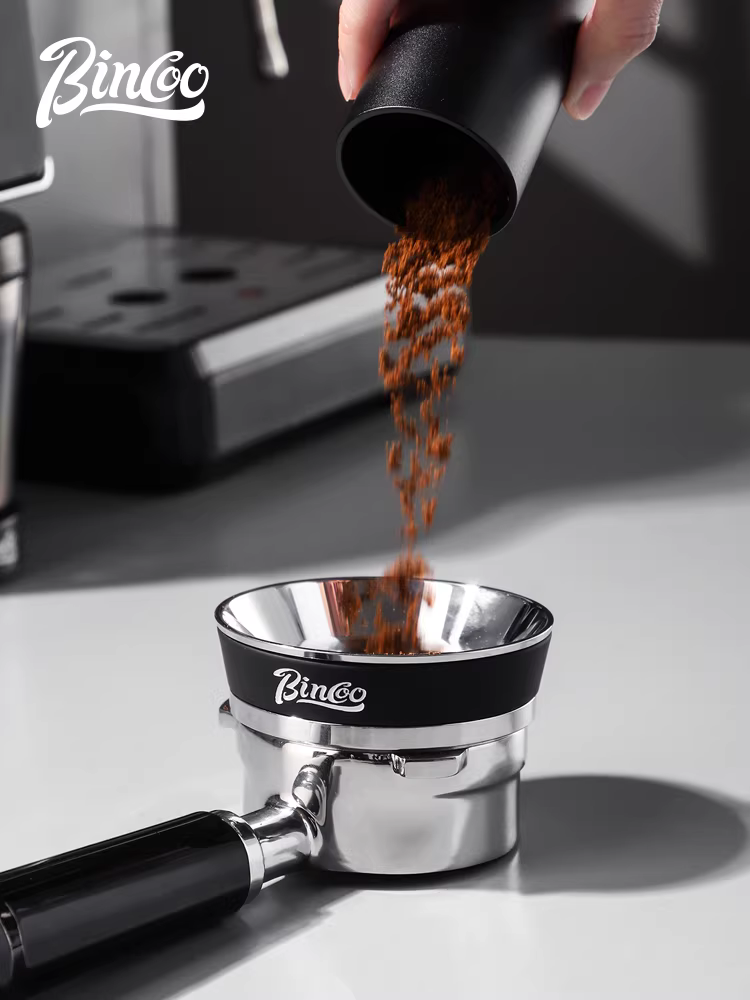 Vòng thu bụi từ tính Bincoo bằng thép không gỉ 304, dụng cụ chống bắn bột cà phê Ý, vòng phân phối bột 58mm