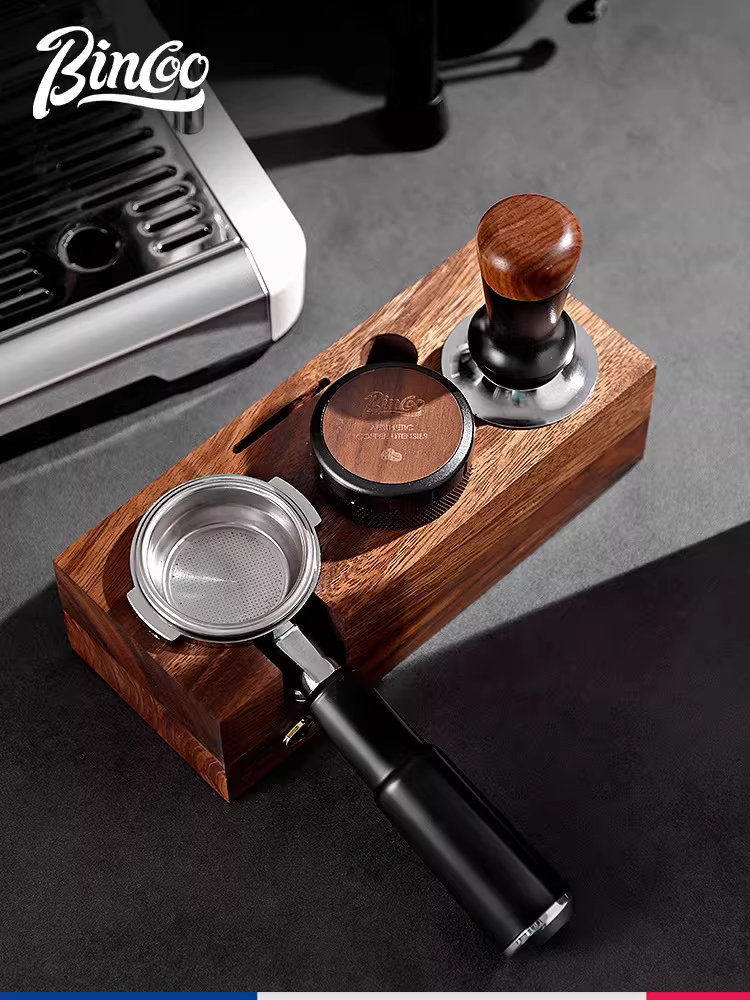 Bộ dụng cụ làm cà phê Bincoo bằng gỗ óc chó, kiểu Ý, gồm dụng cụ phân phối cà phê 51/58mm, dụng cụ đầm cà phê, bộ ba món