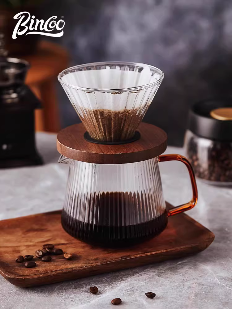 Bộ pha cà phê bằng kính Bincoo, bộ chia cà phê, bộ lọc pha cà phê, cốc lọc v60, giấy lọc, ấm pha cà phê ngoài trời