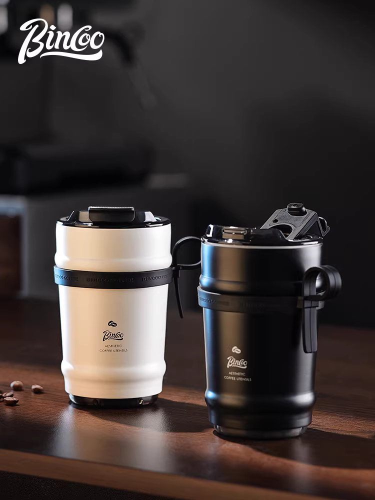 Ly giữ nhiệt cà phê gốm Bincoo, bình giữ nhiệt du lịch di động cho nam và nữ, ly giữ lạnh bằng thép không gỉ 316