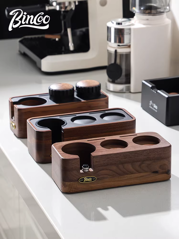 Bộ dụng cụ pha cà phê Bincoo: đế tamper gỗ óc chó 51/58mm, dụng cụ phân phối cà phê, búa tamper