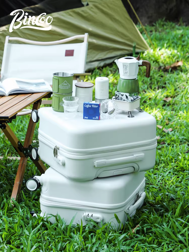 Bộ pha cà phê Moka ngoài trời Bincoo hai van, kiểu Ý, nhỏ gọn, kèm hộp đựng, dụng cụ pha cà phê dã ngoại