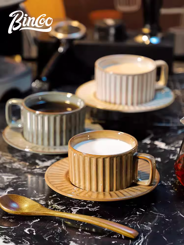 Bộ tách trà cà phê sứ Bincoo, cốc kèm thìa, trà chiều cao cấp, tách nước tinh tế và sang trọng, nhỏ gọn