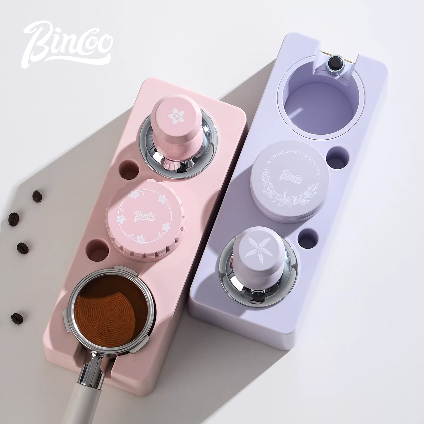 Bộ dụng cụ tamper cà phê Bincoo kiểu Ý, đàn hồi, đa năng, kích thước 51/58mm, kèm đế máy pha cà phê, bộ ba món