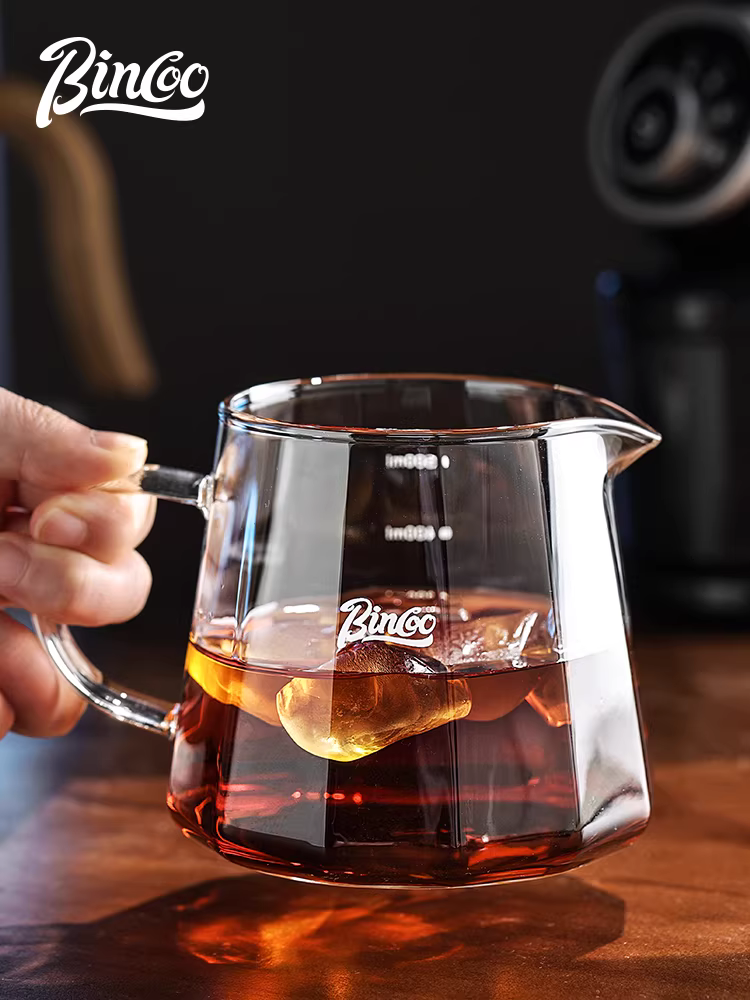 Bộ dụng cụ pha cà phê bằng kính Bincoo, gồm cốc chia cà phê, bộ ly nếm, cốc lọc V60, giấy lọc cà phê, phễu, ấm pha cà phê thủ công