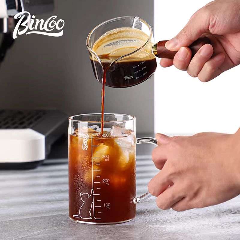 Cốc pha cà phê Bincoo có vạch chia, bình sữa nhỏ, cốc đựng cà phê, cốc đo lường ounce