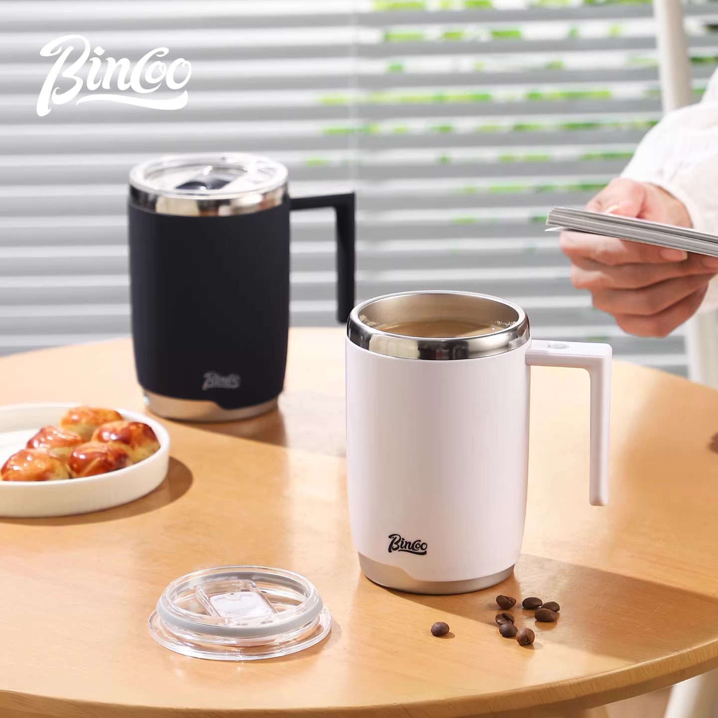 Bincoo hoàn toàn tự động trộn cốc cà phê điện cốc 316 cốc nước có thể sạc lại từ pha sữa đậu nành sữa bột