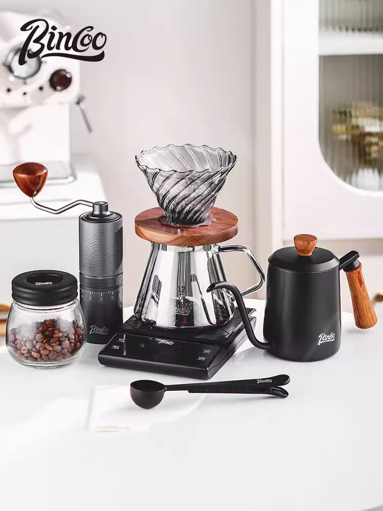 Bộ ấm pha cà phê thủ công Bincoo, máy xay cà phê cầm tay, thiết bị quay tay, bộ chia sẻ đầy đủ dụng cụ, thiết bị pha cà phê thủ công