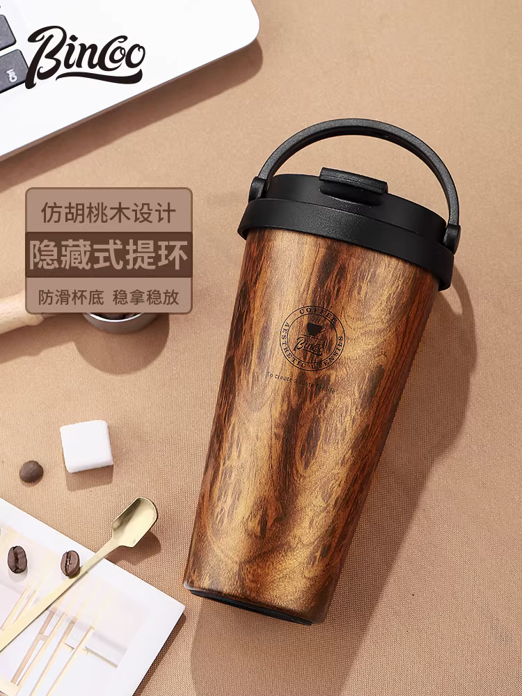 Cốc giữ nhiệt cà phê Bincoo, cốc cà phê gốm sứ thép không gỉ, cốc nước du lịch di động, dung tích lớn, kiểu dáng cổ điển, dùng mang đi