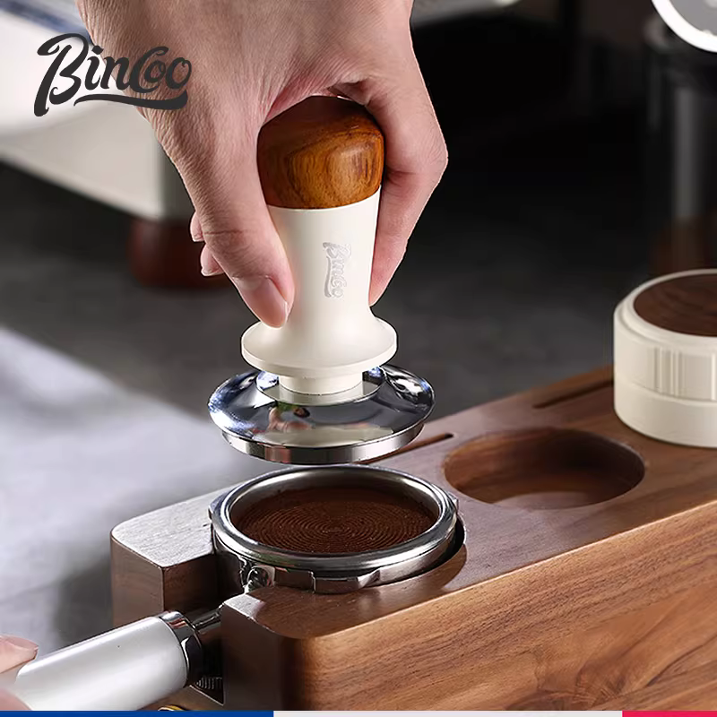 Bộ dụng cụ pha cà phê Bincoo gồm chày và dụng cụ phân phối cà phê có đế gỗ, phụ kiện máy pha cà phê espresso 51/58mm