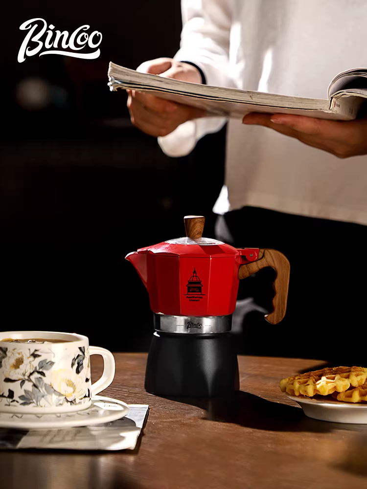 Bộ pha cà phê bằng tay Bincoo, kiểu moka pot hai van, dùng tại nhà, pha cà phê espresso.
