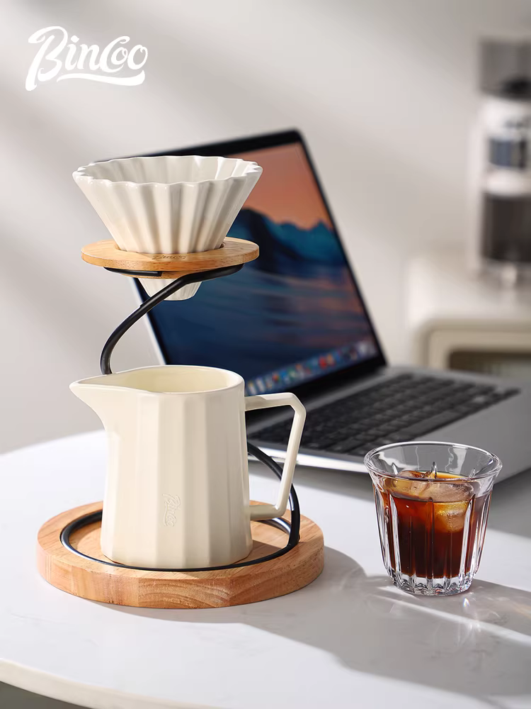 Bộ dụng cụ pha cà phê thủ công Bincoo, giá đỡ, bộ lọc cà phê gốm sứ, thiết bị lọc cà phê nhỏ giọt sáng tạo tại nhà