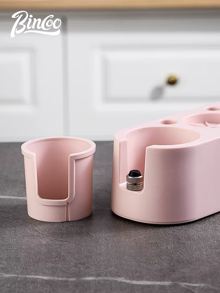 Bộ dụng cụ nén cà phê Bincoo màu hồng có đế, bộ ba món dành cho máy pha cà phê, dụng cụ cà phê 51mm/58mm