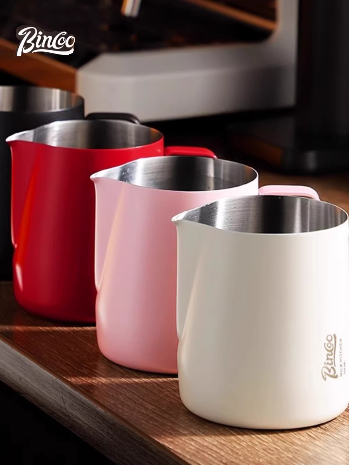 Bình pha cà phê Latte Art Bincoo có vòi nhọn, cốc tạo bọt sữa 350ml/600ml bằng thép không gỉ, dụng cụ tạo Latte Art