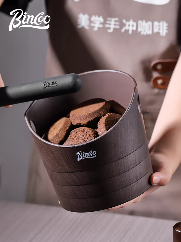 Hộp đựng bã cà phê Bincoo vân gỗ lớn dùng cho gia đình, dụng cụ chứa chất thải kiểu Ý, hộp đựng bã cà phê, dụng cụ nén cà phê.
