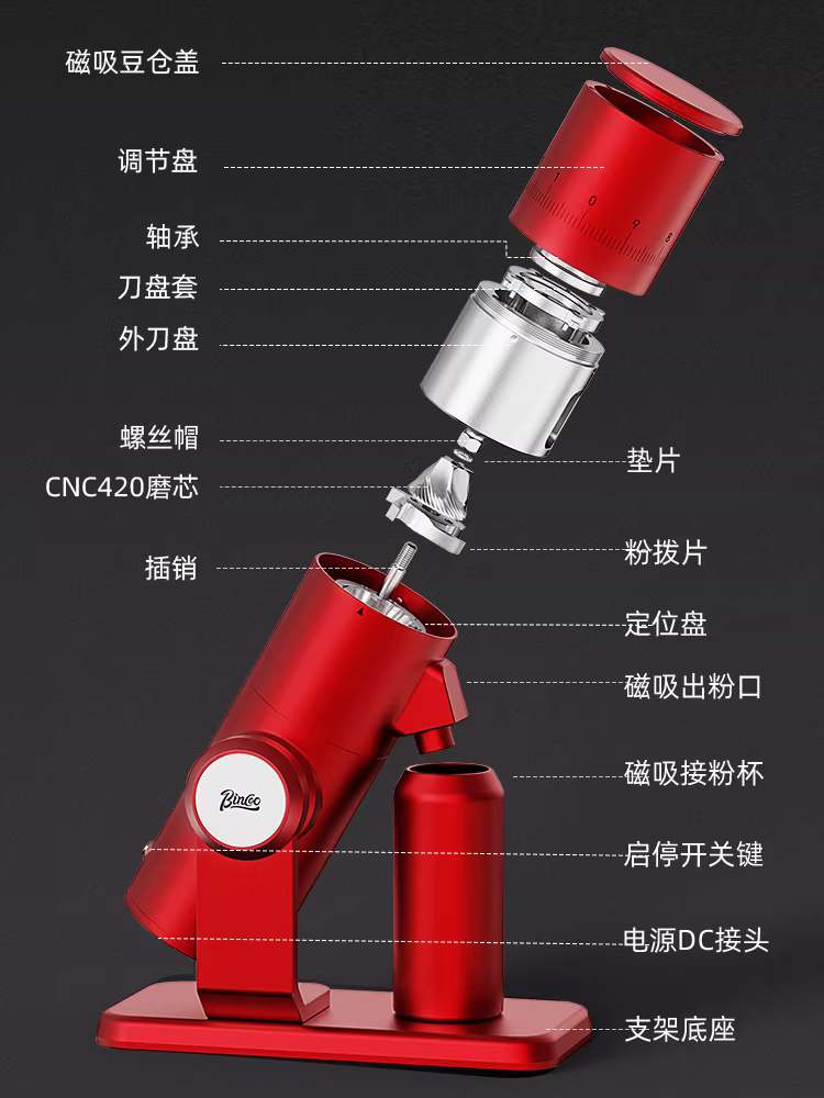 Máy xay cà phê điện Bincoo dùng cho gia đình, pha cà phê espresso thủ công, máy xay cà phê hạt tự động nhỏ gọn thương mại