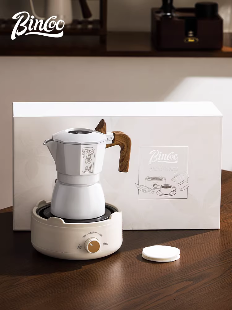 Bộ ấm pha cà phê moka hai van Bincoo, hộp quà tặng, bộ pha cà phê thủ công, quà tặng sinh nhật, quà cưới, quà lưu niệm sáng tạo