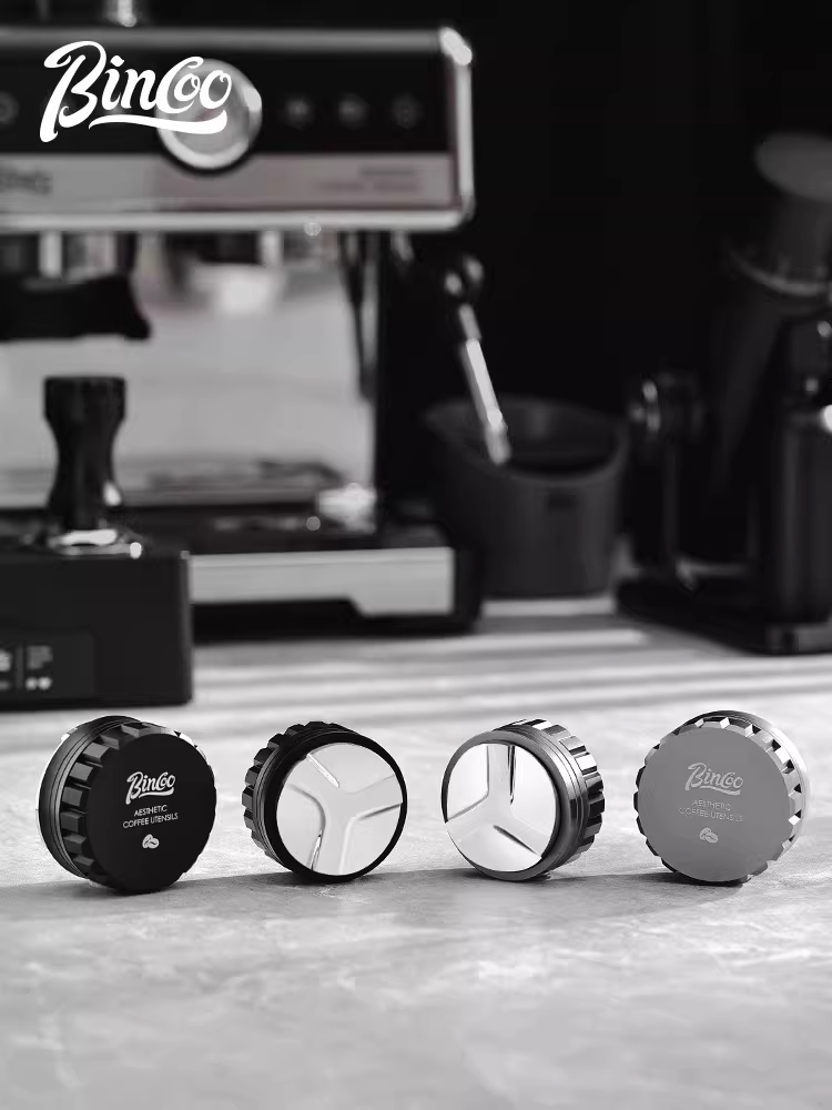 Bộ phân phối bột cà phê kiểu Ý Bincoo ba lớp bằng thép không gỉ, kèm dụng cụ đầm bột cà phê, kích thước 51/53/58mm