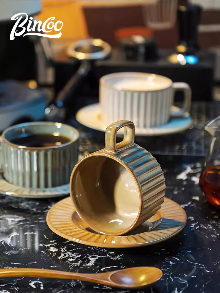 Bộ tách trà cà phê sứ Bincoo, cốc kèm thìa, trà chiều cao cấp, tách nước tinh tế và sang trọng, nhỏ gọn