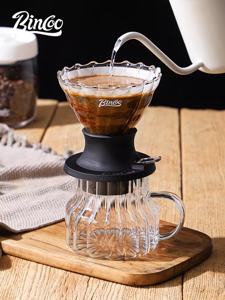 Bộ dụng cụ pha cà phê thủ công Bincoo, gồm ấm pha cà phê thông minh, cốc chia sẻ, máy xay cà phê hạt, bộ dụng cụ xay cà phê bằng tay đầy đủ.
