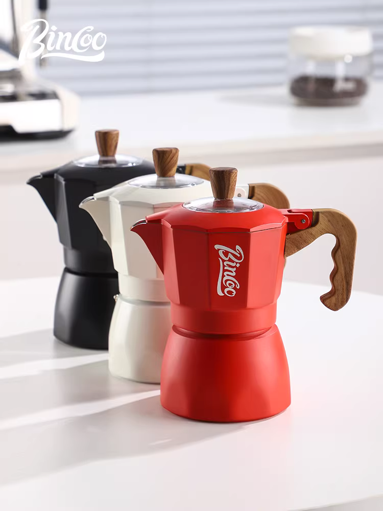 Bộ pha cà phê Moka Bincoo hai van, hộp quà tặng, máy pha cà phê espresso nhỏ kiểu Ý, bộ quà tặng ba món