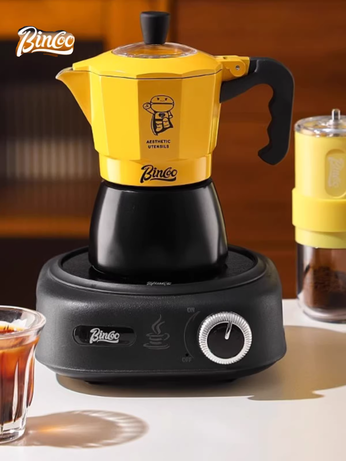 Bộ pha cà phê Moka Bincoo hai van, máy pha cà phê espresso nhỏ cầm tay, dụng cụ pha cà phê, máy pha cà phê kiểu Ý