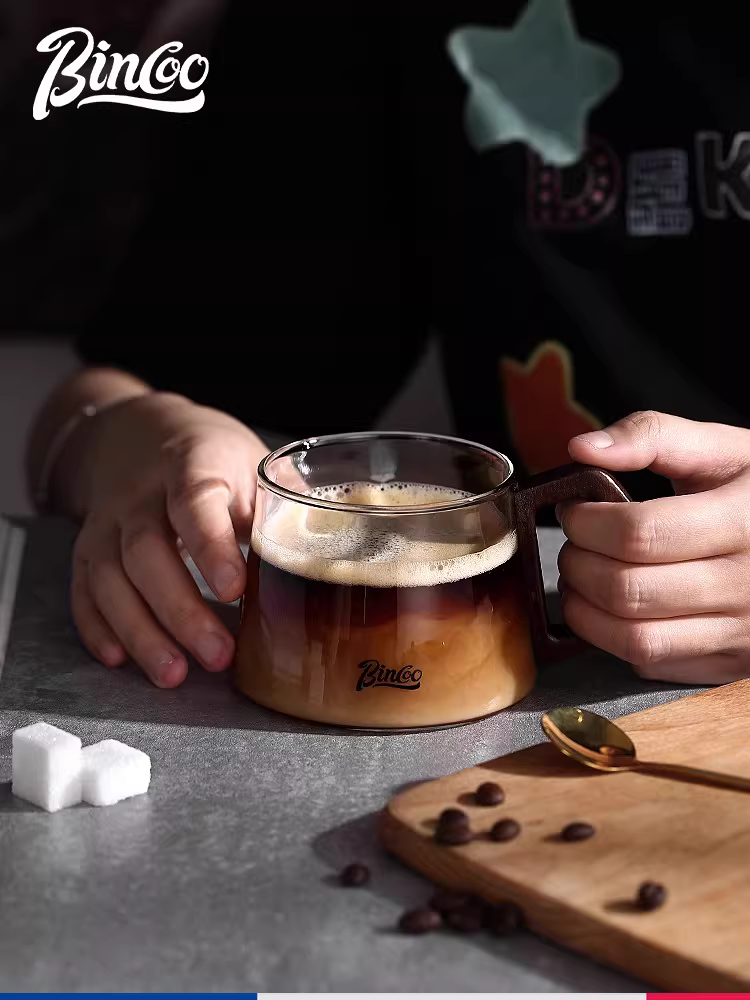 Cốc cà phê thủy tinh kiểu Nhật Bincoo, giá trị thẩm mỹ cao, cốc nghệ thuật latte latte kiểu Mỹ, cốc uống nước văn phòng