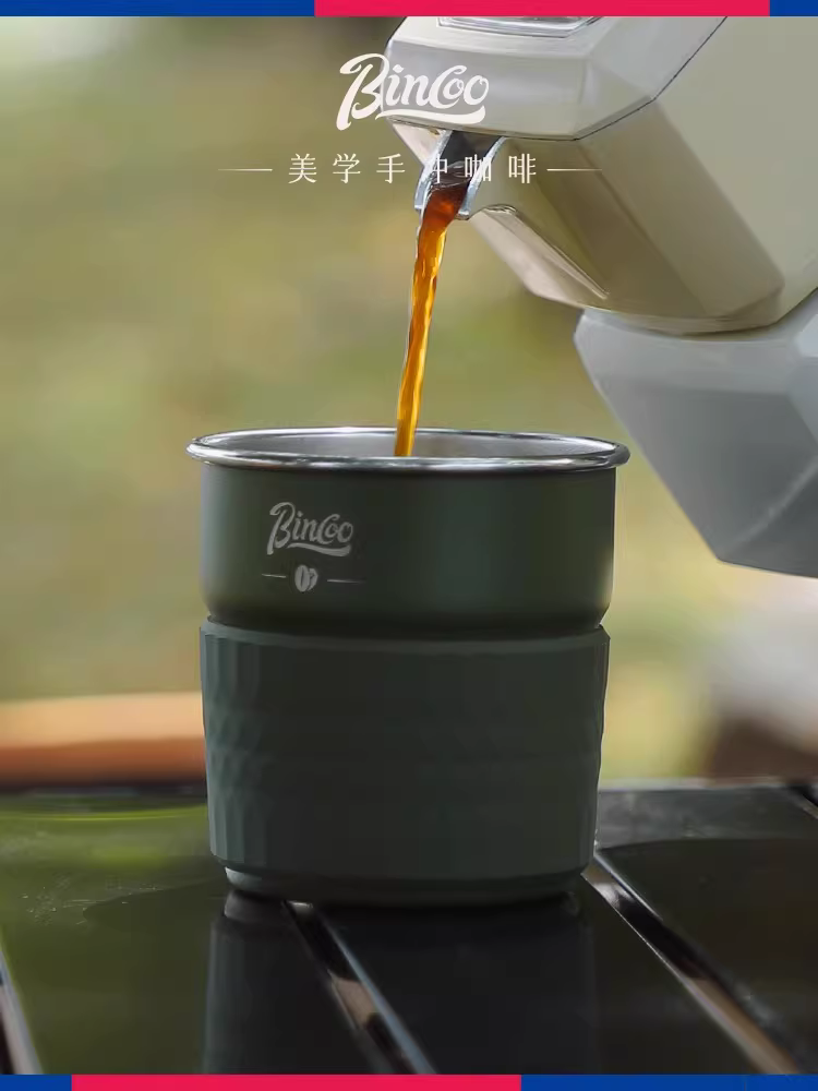 Cốc cà phê cắm trại ngoài trời Bincoo, cốc nước thép không gỉ 304, dụng cụ pha cà phê thủ công, cốc di động