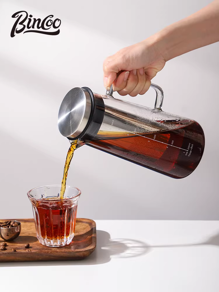 Bình pha cà phê lạnh Bincoo, bình thủy tinh gia dụng, dung tích lớn, có lưới lọc, bình pha trà lạnh, ấm pha trà lạnh, bình lọc trà lạnh