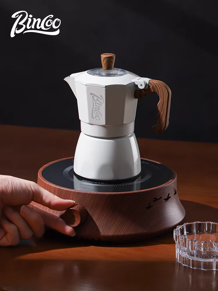 Máy pha cà phê Espresso Bincoo Moka pot hai van, máy pha cà phê gia đình nhỏ gọn, sử dụng ngoài trời, chiết xuất cà phê Espresso kiểu Moka pot